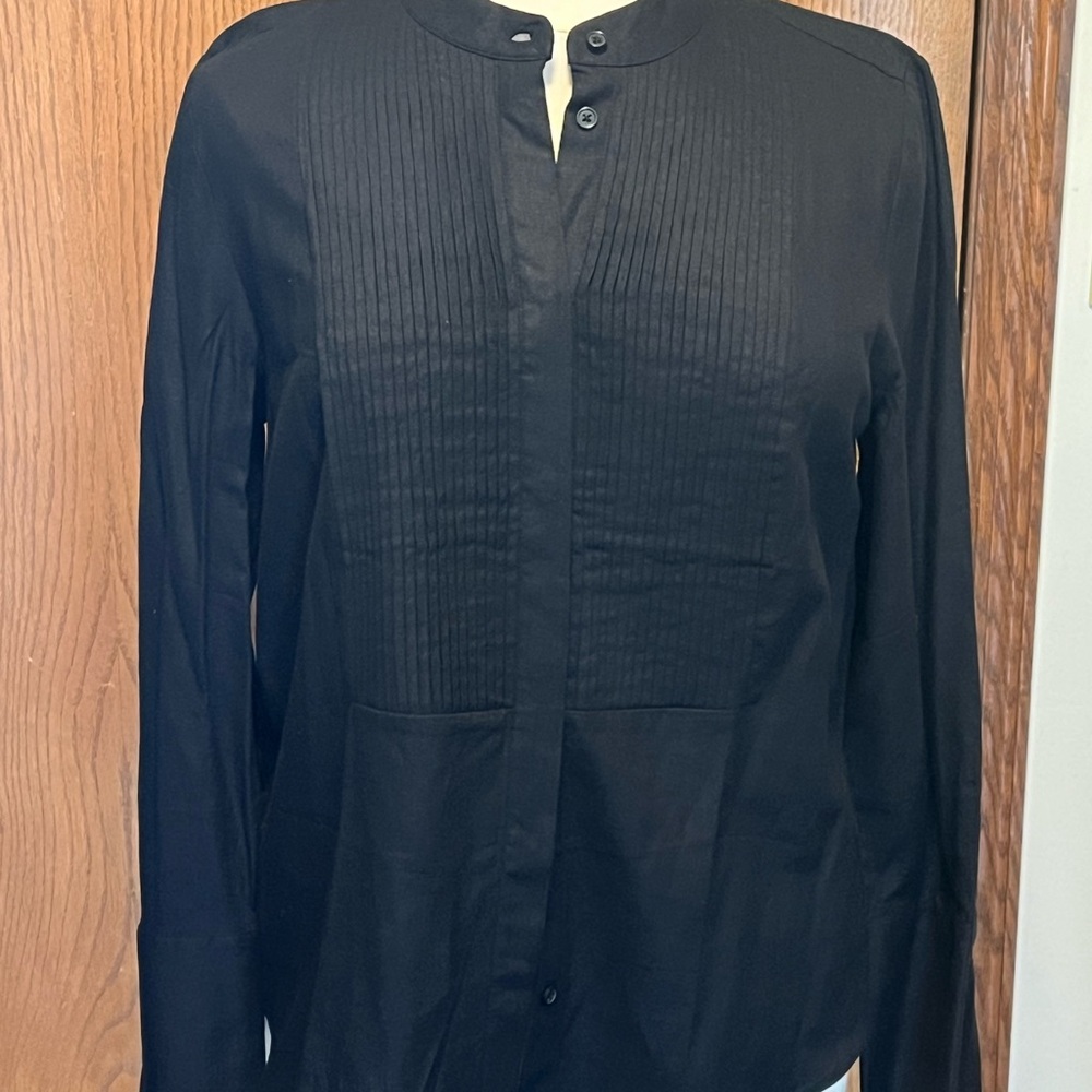 Banana Republic Elegant Black Linen Blend Button-Down Shirt